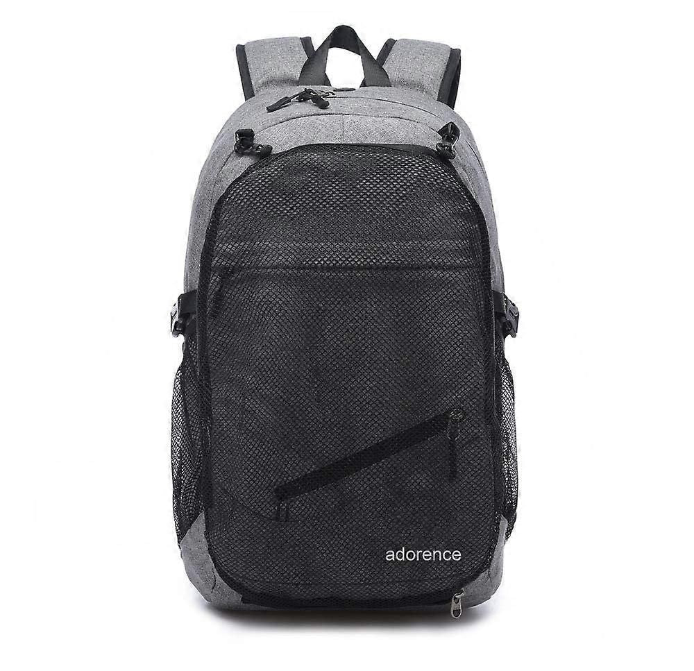 Basketball Backpack with Ball Net, 15.6 Inch Laptop Backpack, Backpack with Ball Net, Basketball Bag - Gray