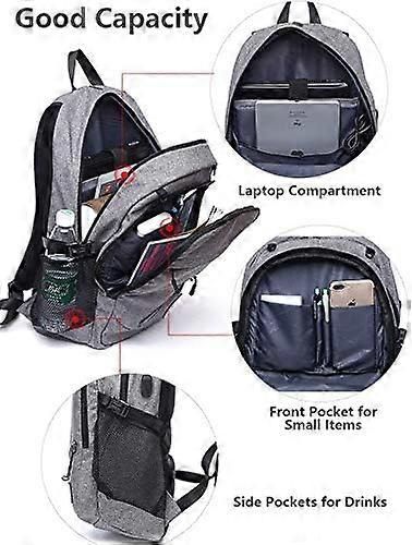 Basketball Backpack with Ball Net, 15.6 Inch Laptop Backpack, Backpack with Ball Net, Basketball Bag - Gray
