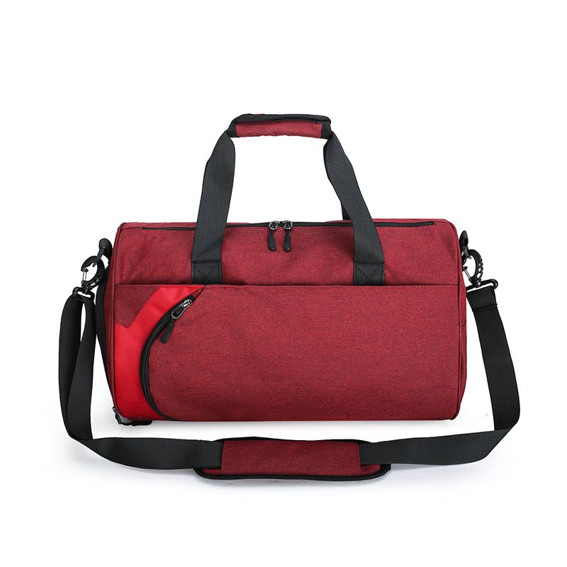Sports Gym Bag 43x26x26cm Nylon Duffle Bag with Shoe Compartment Wet Dry Separation - Red