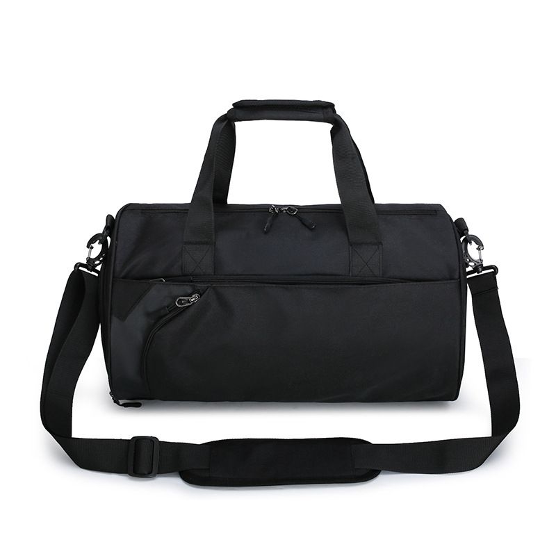 Sports Gym Bag 43x26x26cm Nylon Duffle Bag with Shoe Compartment Wet Dry Separation - Black