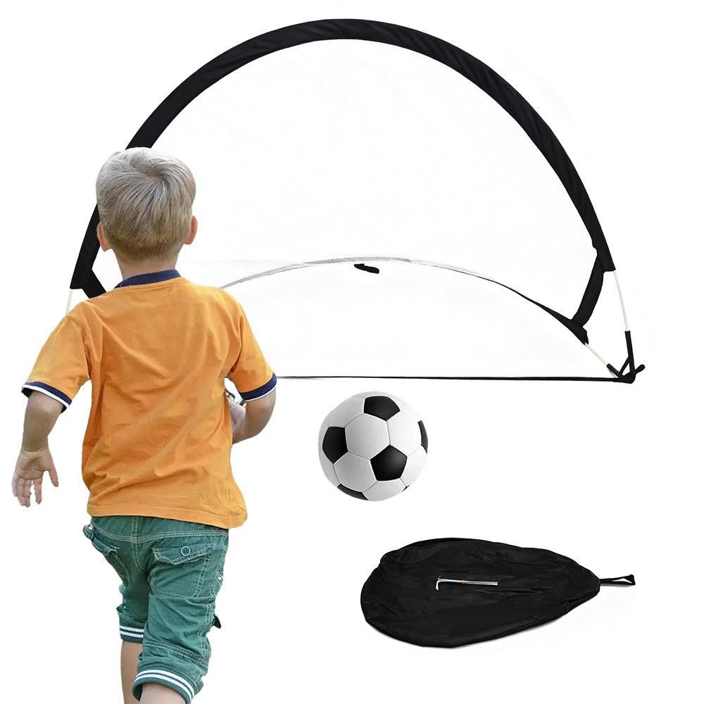 Portable Pop-Up Soccer Goal Set with 3 Ground Pegs and Carry Storage Bag Black