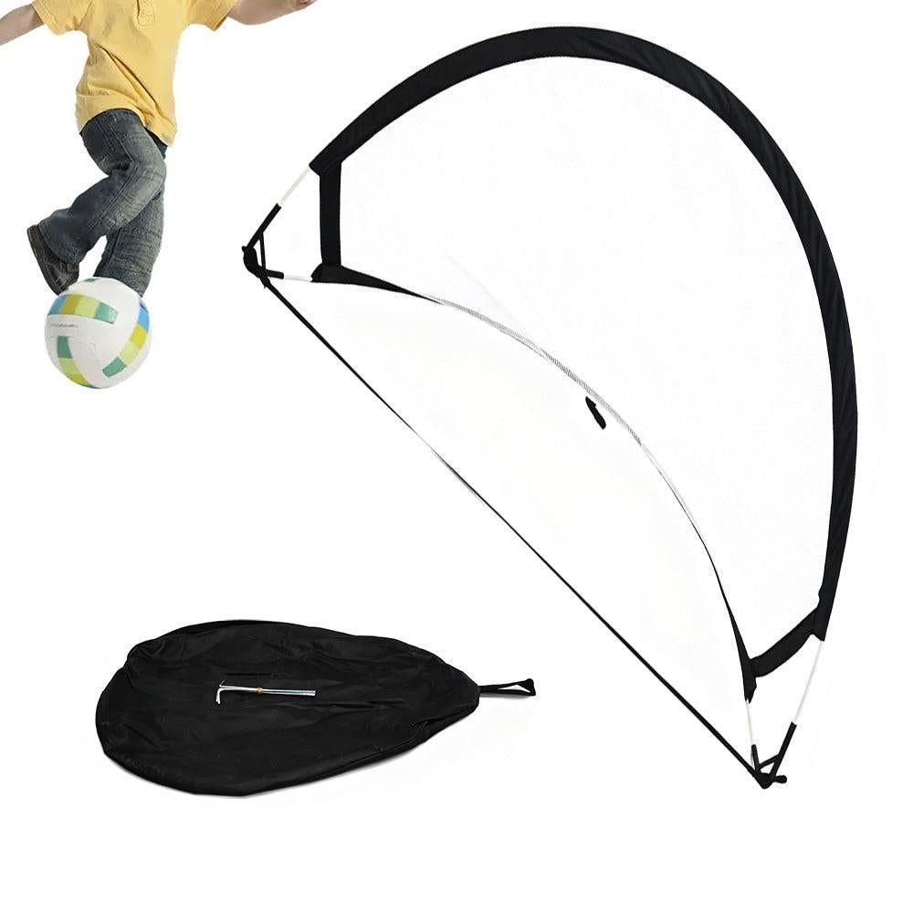 Portable Pop-Up Soccer Goal Set with 3 Ground Pegs and Carry Storage Bag Black