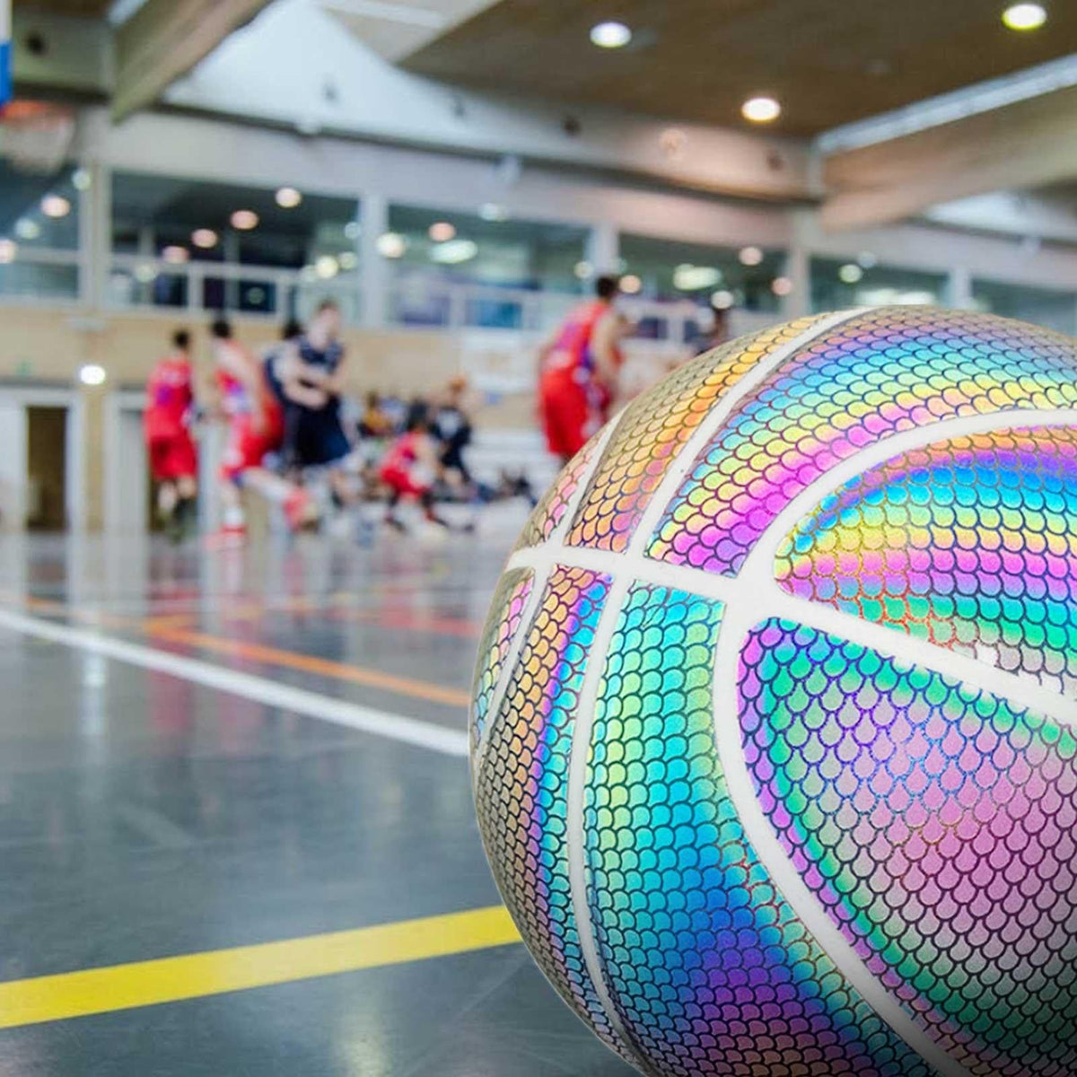 Reflective Luminous Glow Basketball Wear-Resistant PU Big hexagon 1Pc