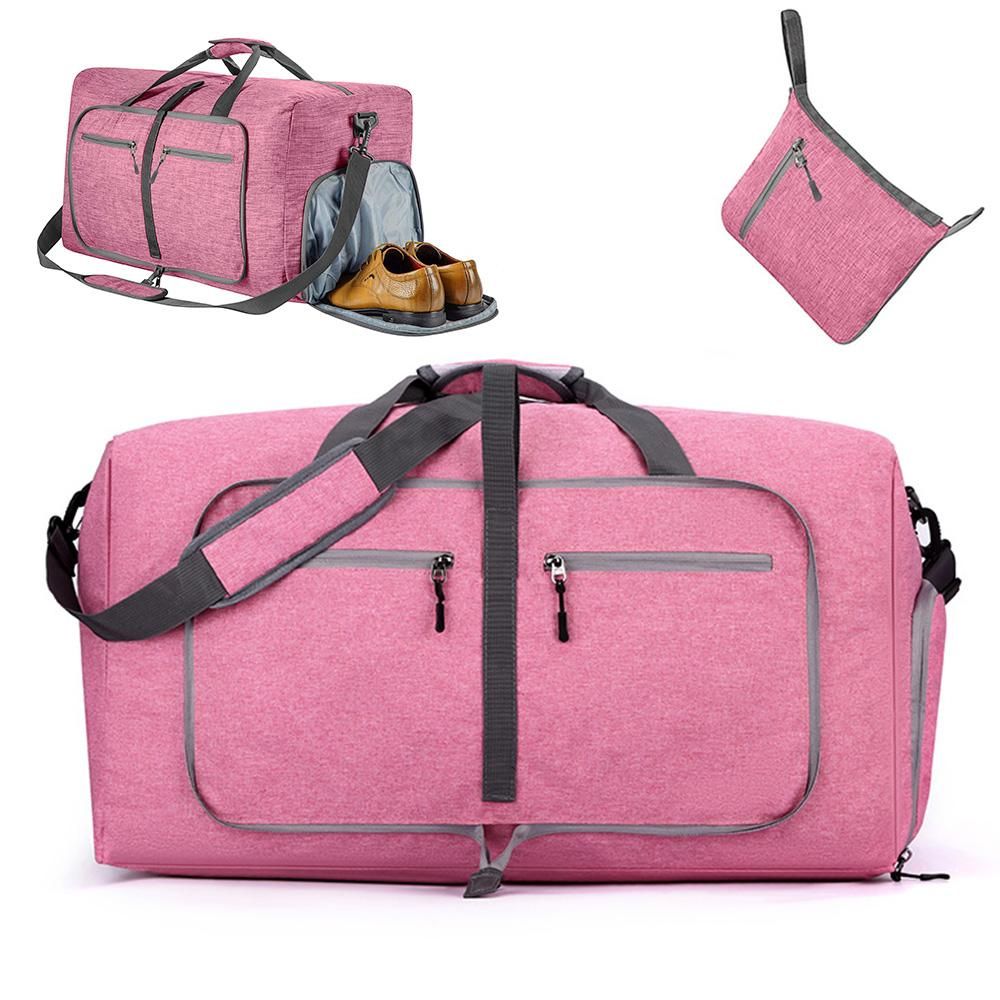 Foldable Travel Duffle Bag with Shoe Compartment - Grey