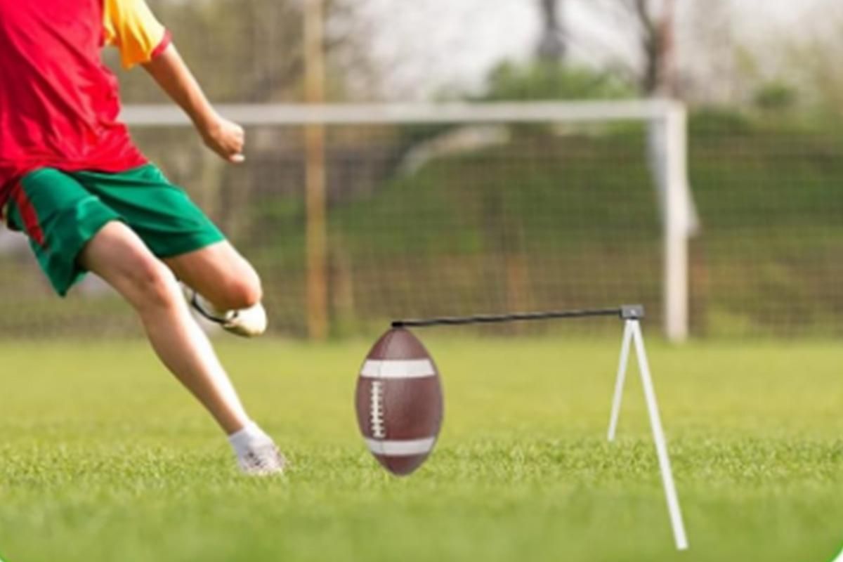 Football Kicking Tee Metal Place Kicking Stand for Field Goal Kicks -White