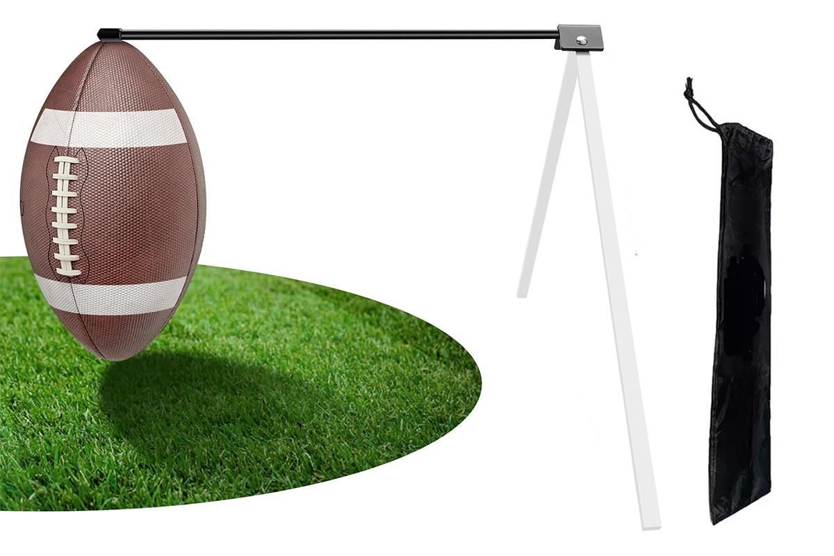 Football Kicking Tee Metal Place Kicking Stand for Field Goal Kicks -White