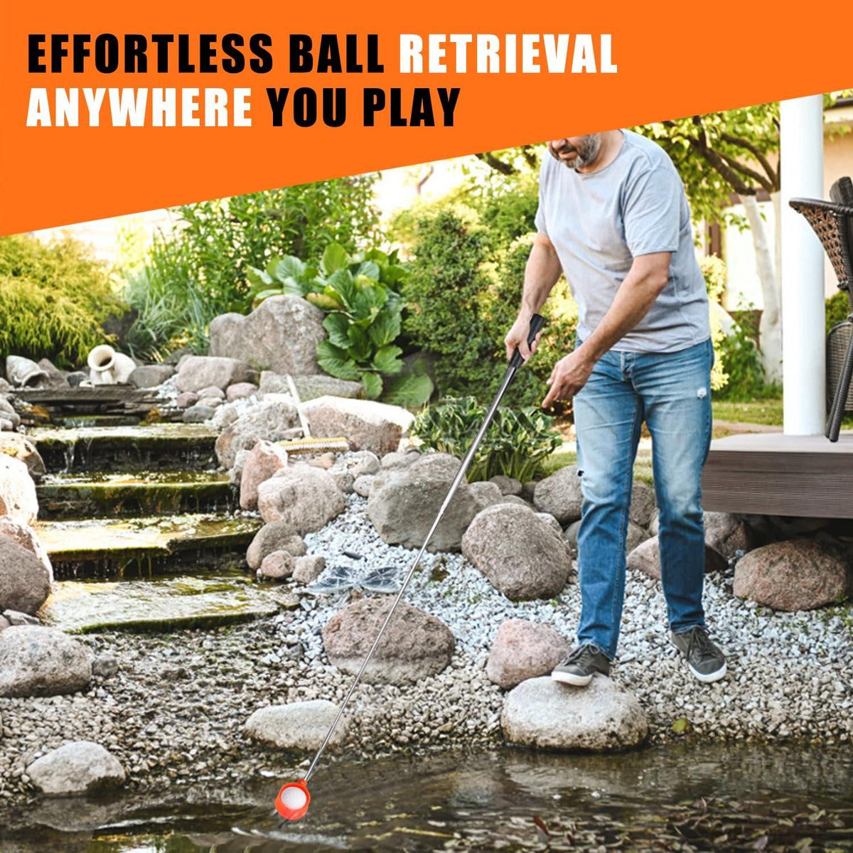 Hexagonal Aluminum Telescopic Golf Ball Retriever - 12FT