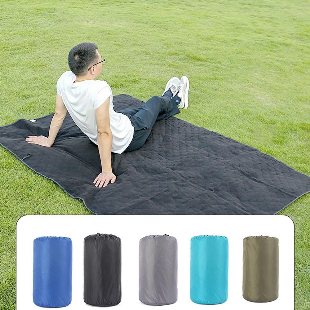 Outdoor Fleece Polyester Camping Blanket Waterproof Thick Portable Picnic Mat Machine Washable-gray