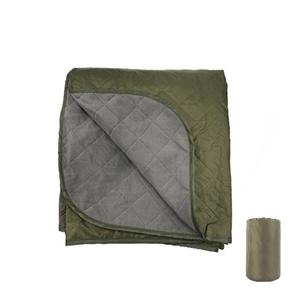 Outdoor Fleece Polyester Camping Blanket Waterproof Thick Portable Picnic Mat Machine Washable-army green