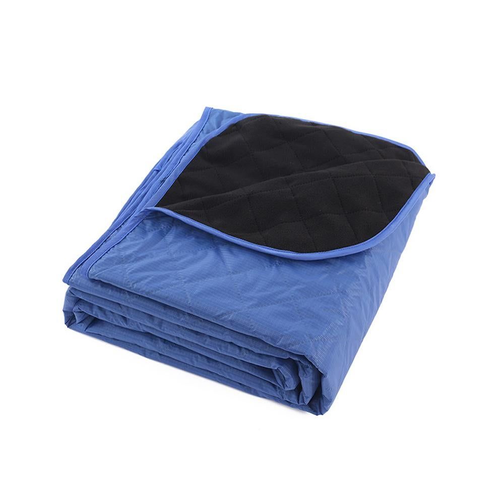 Outdoor Fleece Polyester Camping Blanket Waterproof Thick Portable Picnic Mat Machine Washable-Navy blue