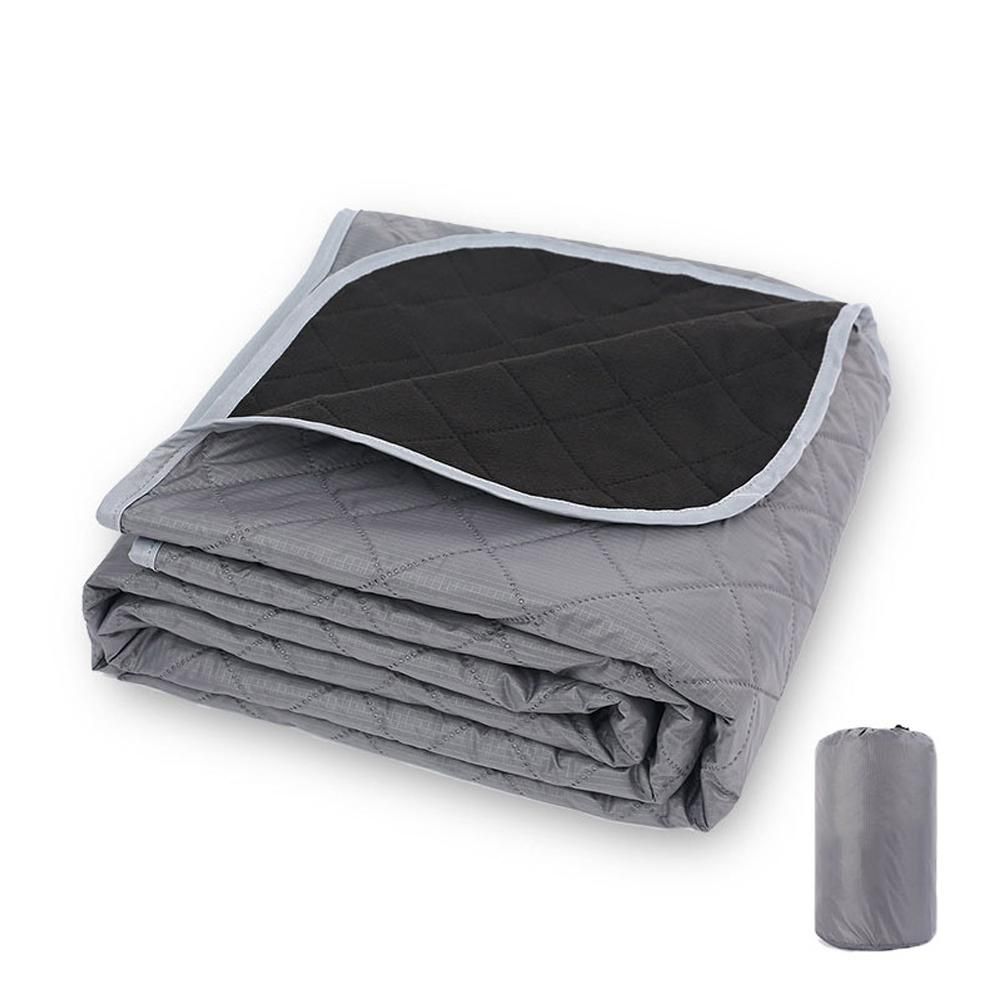 Outdoor Fleece Polyester Camping Blanket Waterproof Thick Portable Picnic Mat Machine Washable-Black