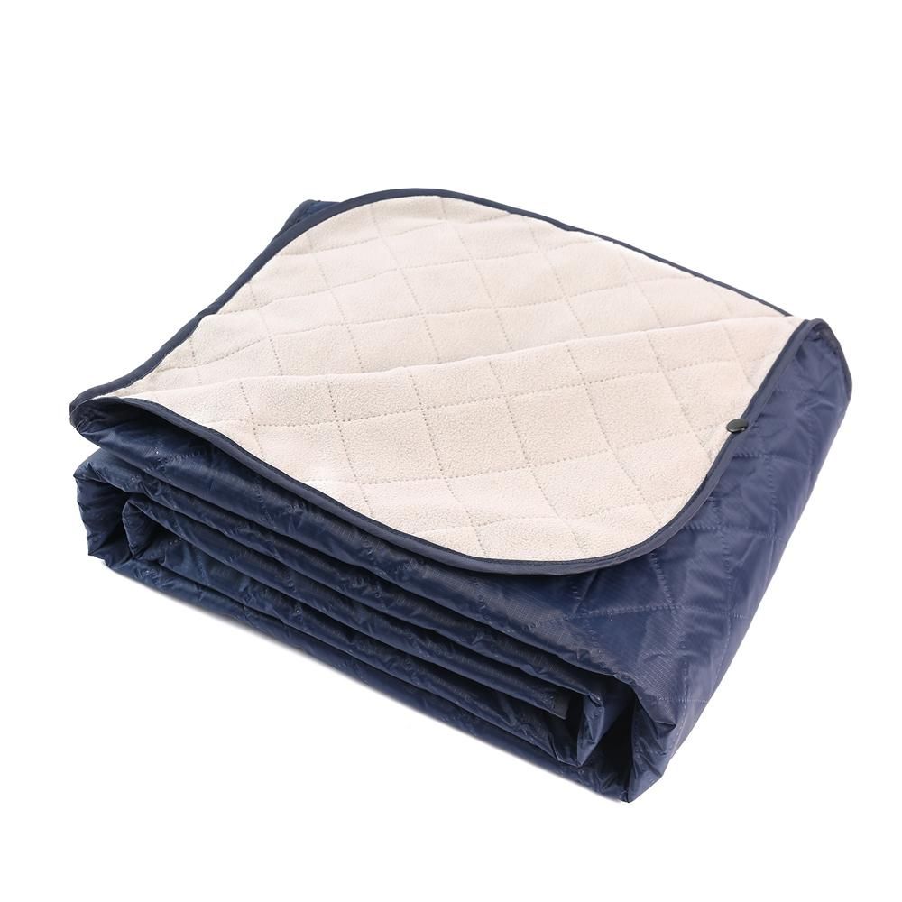 Outdoor Fleece Polyester Camping Blanket Waterproof Thick Portable Picnic Mat Machine Washable-Black
