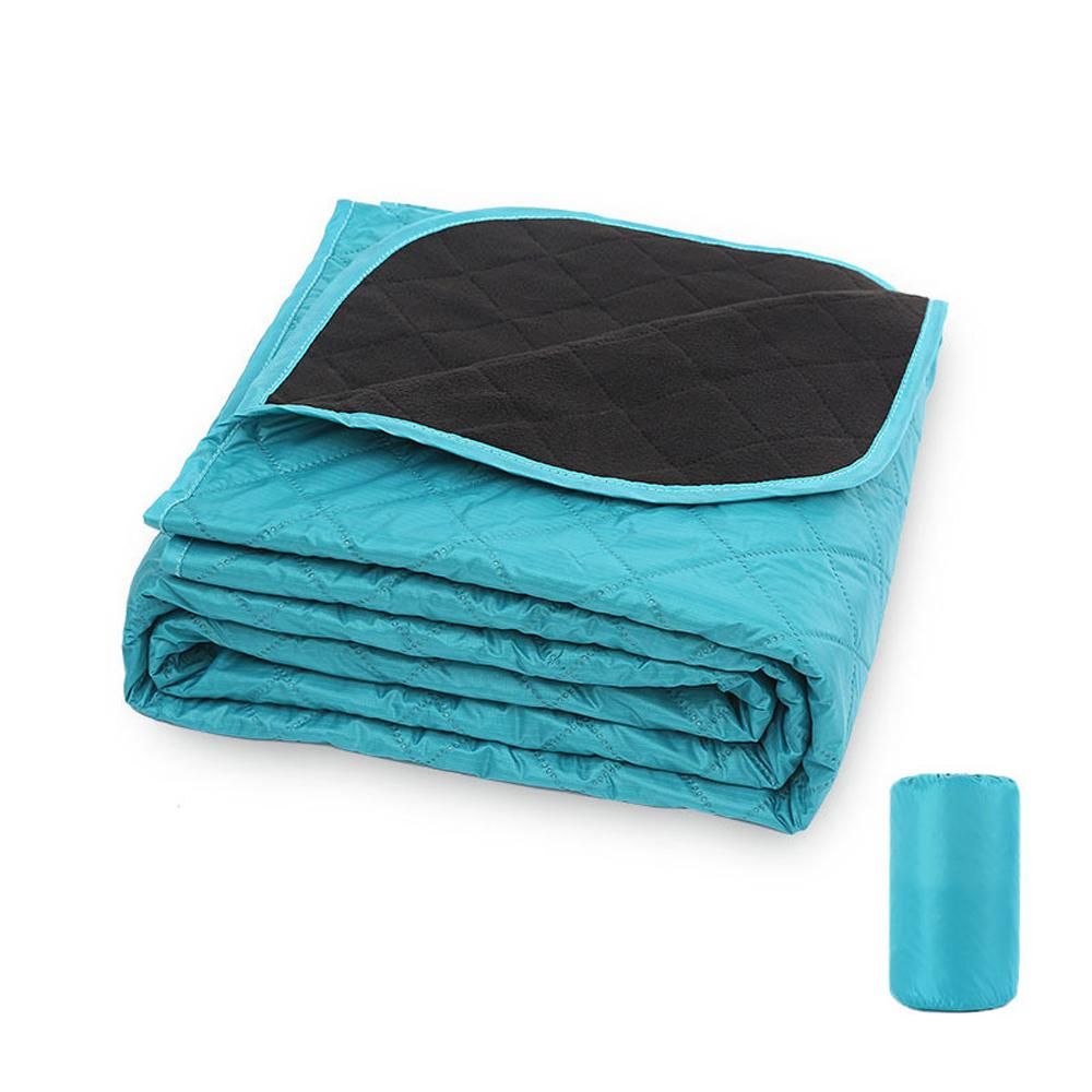 Outdoor Fleece Polyester Camping Blanket Waterproof Thick Portable Picnic Mat Machine Washable-dark blue