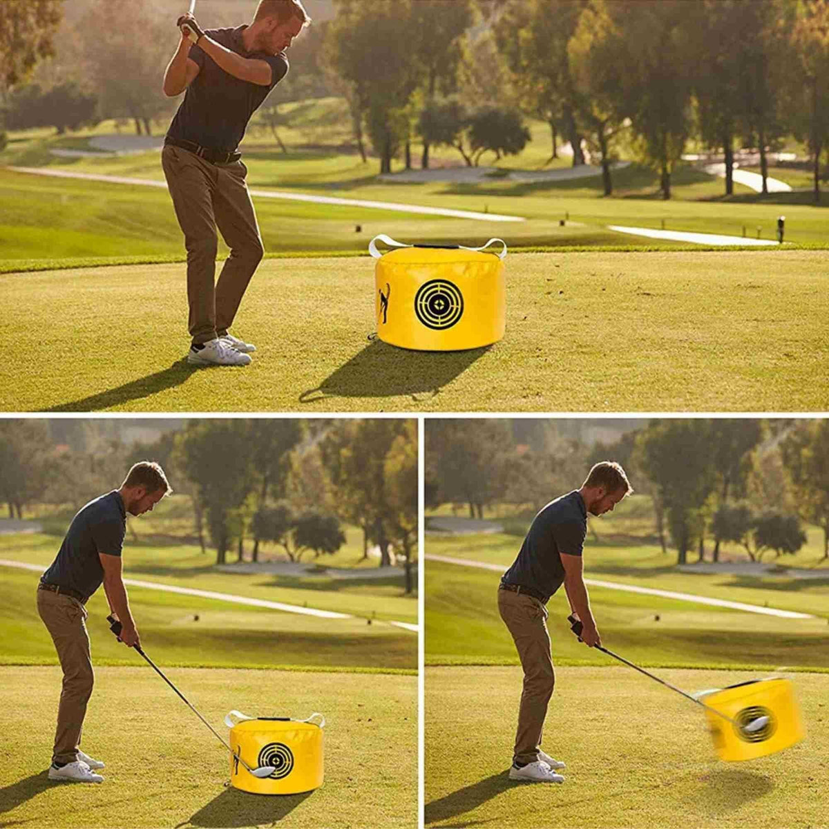 Golf Hitting Bag Golf Power Impact Swing Practice Exercise Equipment Pack - Yellow