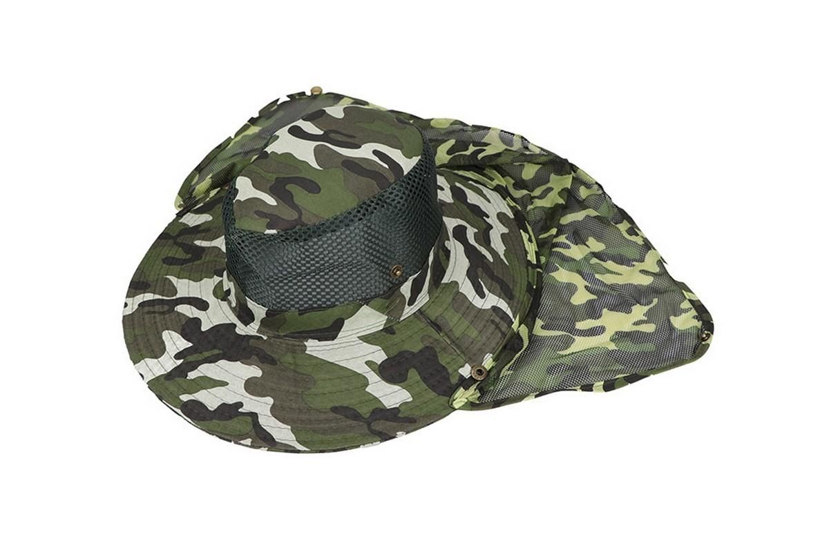 Adult Camouflage Bucket Hat Breathable Mesh Mountaineering Hat Wide Brim Fishing Cap Sun Shade Hat with Neck Flap(Brown)