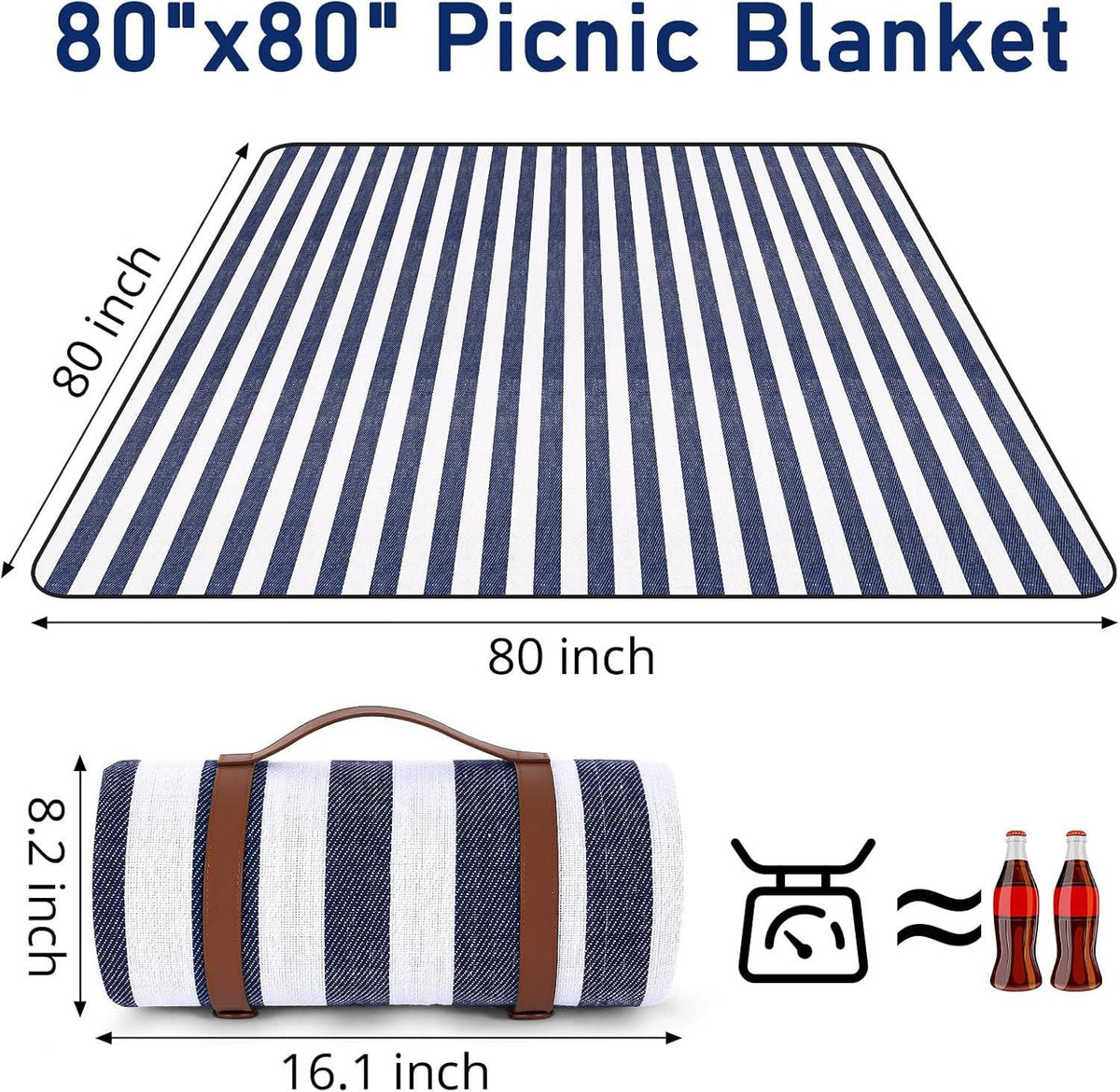 Outdoor Picnic Blanket Waterproof Mat Extra Wide Camping Tent Ground Sheet for Hiking and Outdoor Activities - Black L
