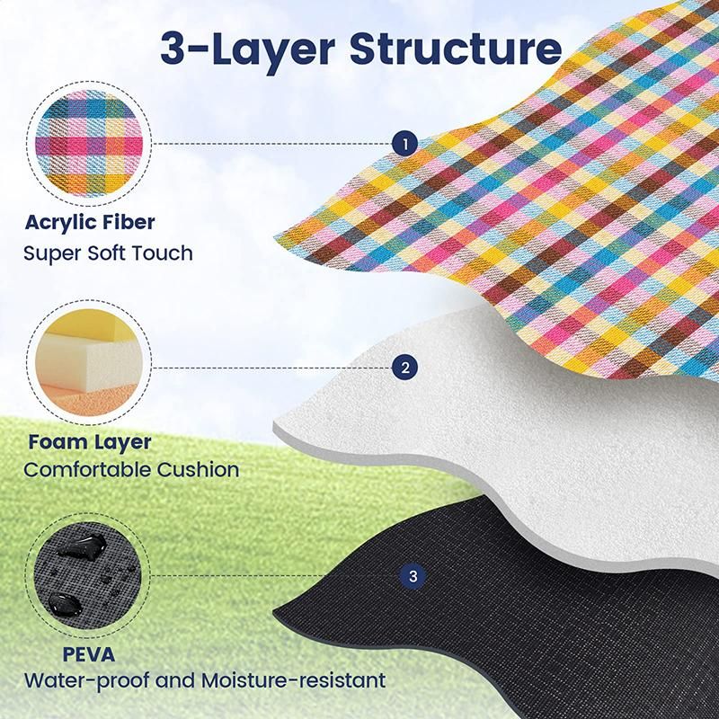 Outdoor Picnic Blanket Waterproof Mat Extra Wide Camping Tent Ground Sheet for Hiking and Outdoor Activities - Multicolor S
