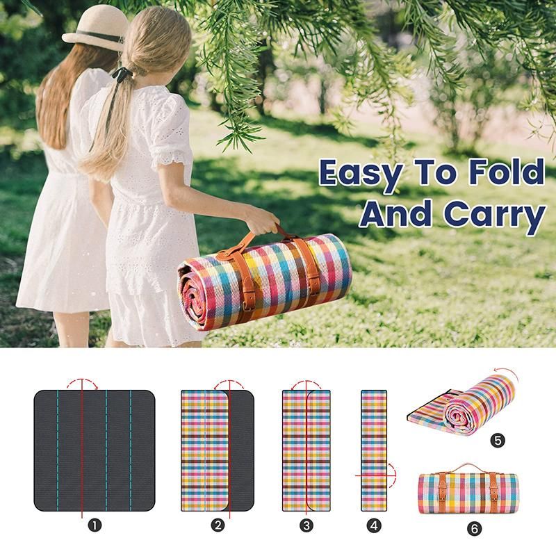 Outdoor Picnic Blanket Waterproof Mat Extra Wide Camping Tent Ground Sheet for Hiking and Outdoor Activities - Multicolor L