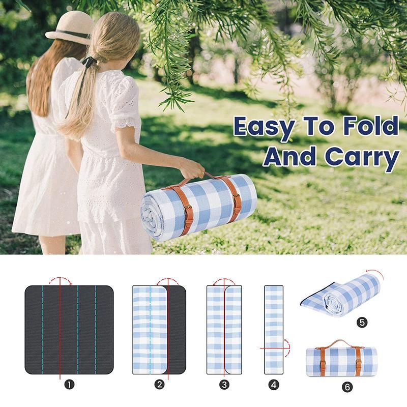 Outdoor Picnic Blanket Waterproof Mat Extra Wide Camping Tent Ground Sheet for Hiking and Outdoor Activities - Sky Blue S