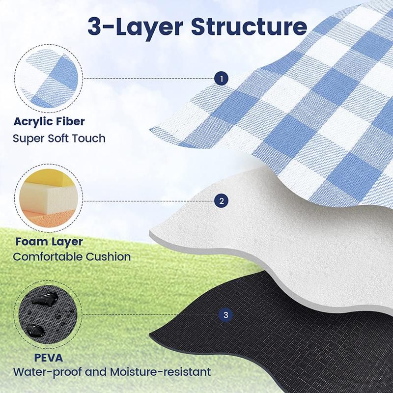 Outdoor Picnic Blanket Waterproof Mat Extra Wide Camping Tent Ground Sheet for Hiking and Outdoor Activities - Sky Blue S