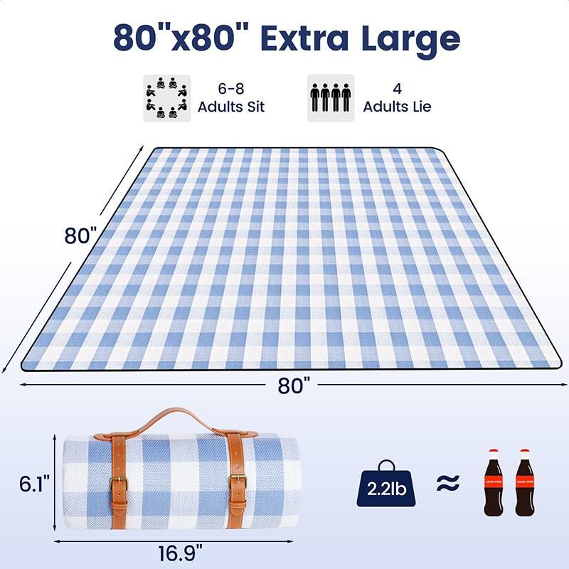 Outdoor Picnic Blanket Waterproof Mat Extra Wide Camping Tent Ground Sheet for Hiking and Outdoor Activities - Sky Blue M