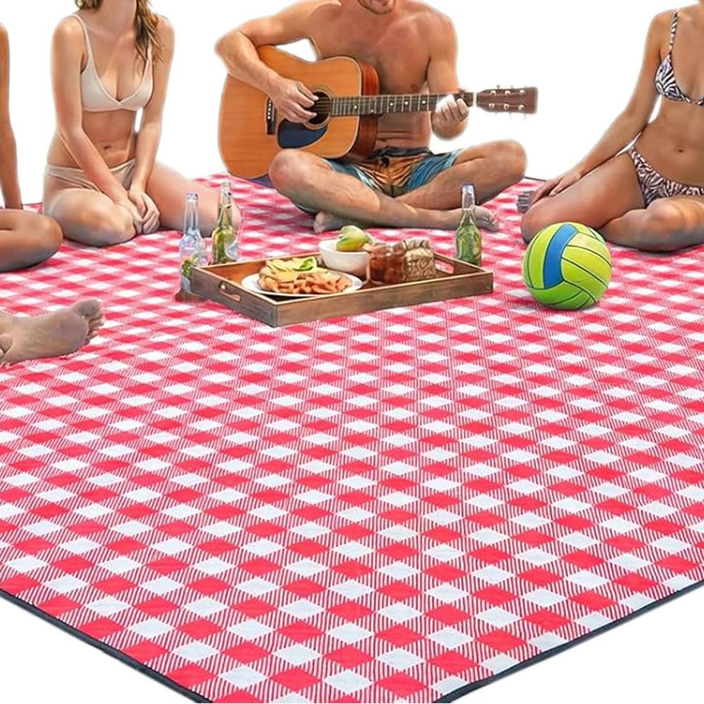 Waterproof Picnic Blanket Beach Outdoor Camping Mat Large Foldable Red