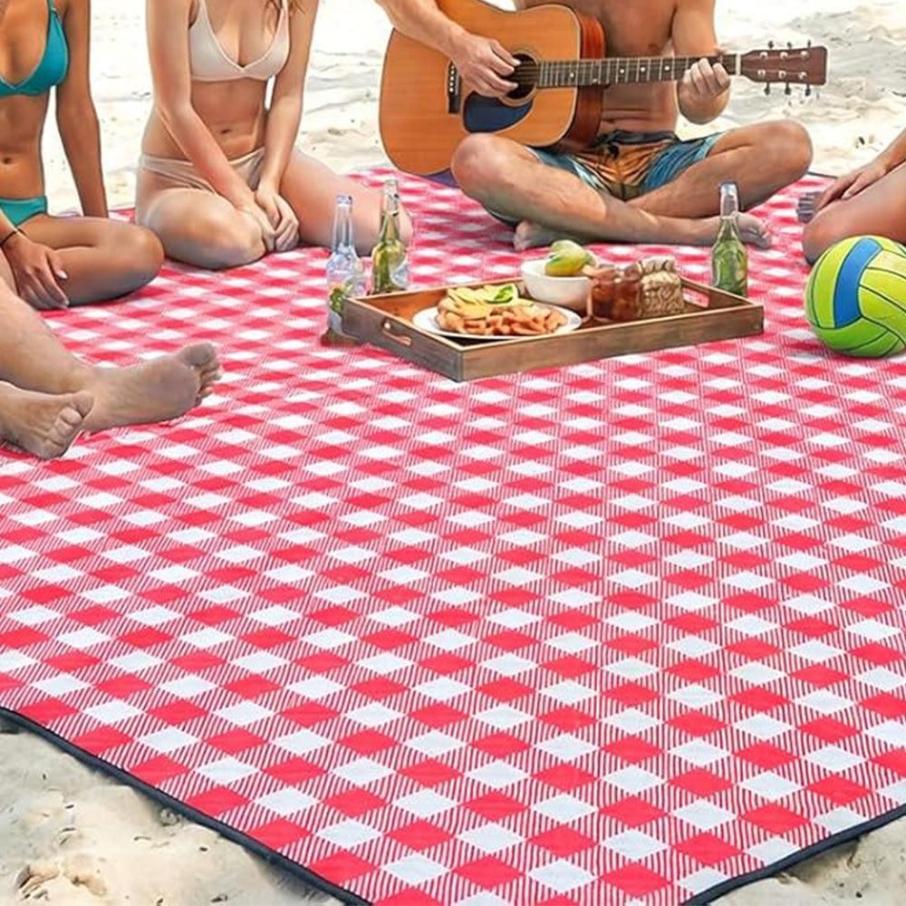 Waterproof Picnic Blanket Beach Outdoor Camping Mat Large Foldable Red