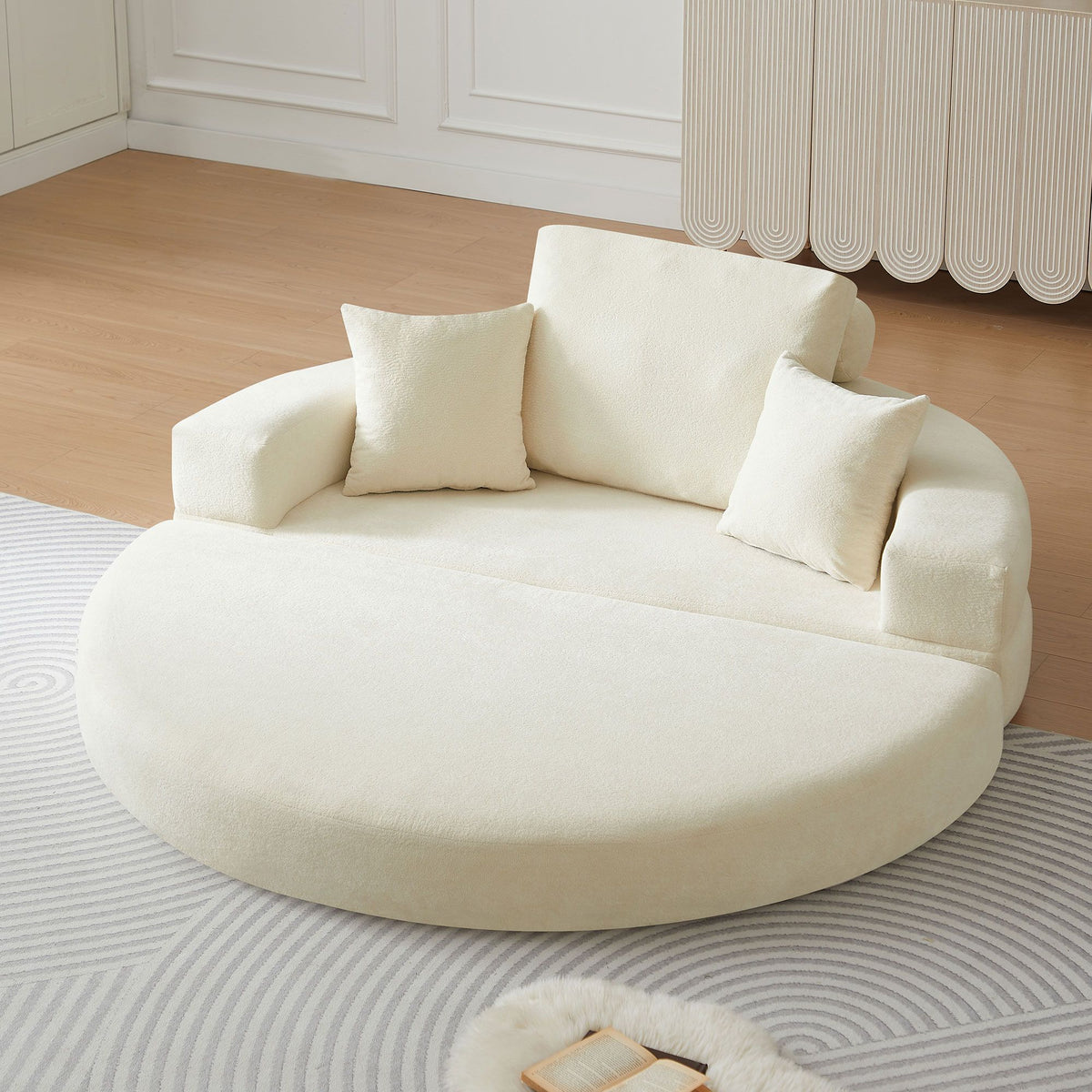 Multifunctional Round convertible Sofa Bed(Compressed Packaging) - Beige