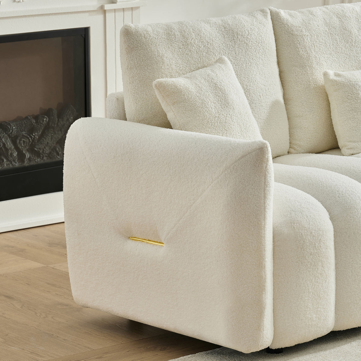 35 "Teddy fabric sofa, modern lounge chair, upholstered with a pillow - Black