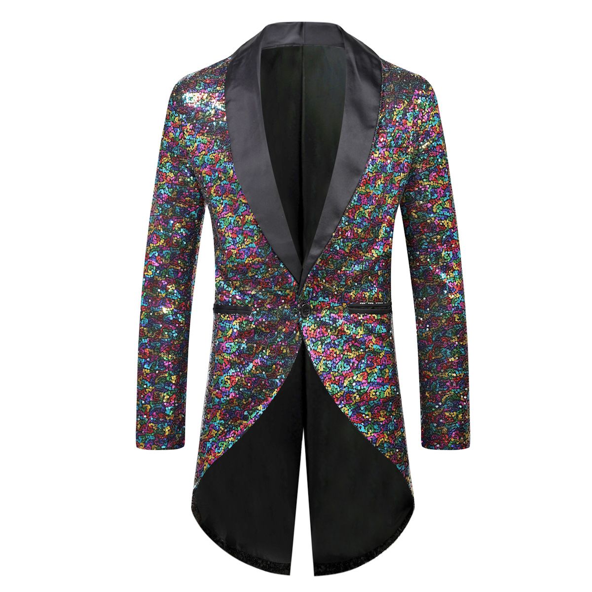 Men Sequin Suit One Button Casual Polyester Red 2XL