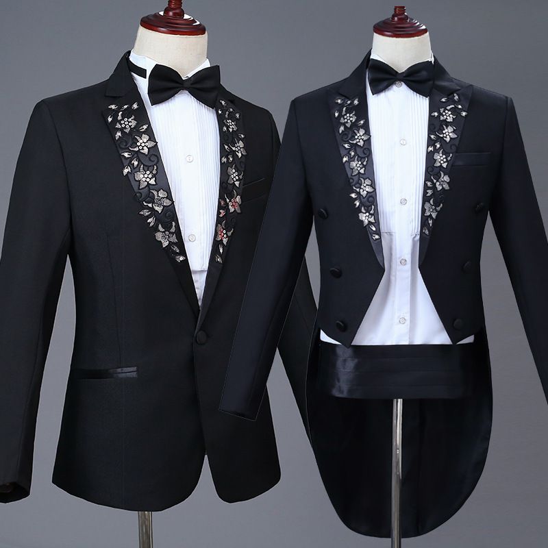 Men Tailcoat Suit Slim Fit Jacquard Performance Formal Paragraph A