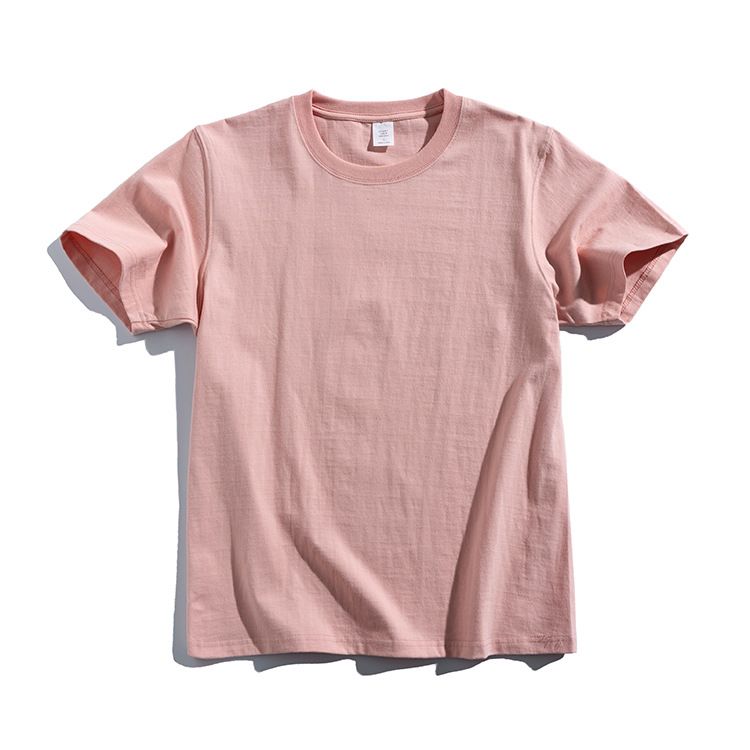 270g Cotton T Shirt Men Short Sleeve Crewneck Pink M (suitable for 55.00 kg-62.50 kg