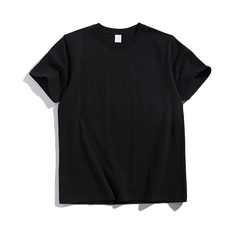270g Cotton T Shirt Men Short Sleeve Crewneck Black L (suitable for 62.50 kg-70.00 kg
