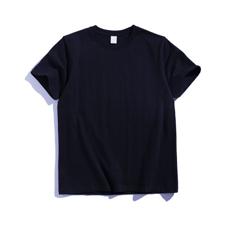 270g Cotton T Shirt Men Short Sleeve Crewneck Navy blue S (suitable for 45.00 kg-55.00 kg