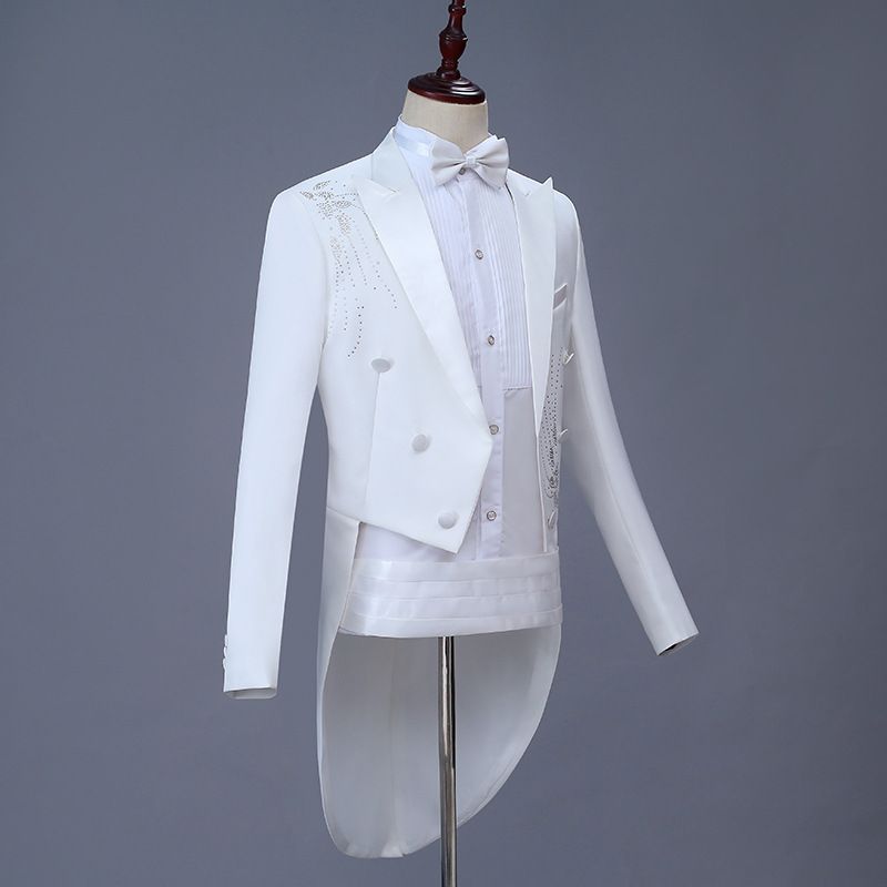Men Slim Tuxedo Suit Stage Performance Formal Wear Black Diamond
