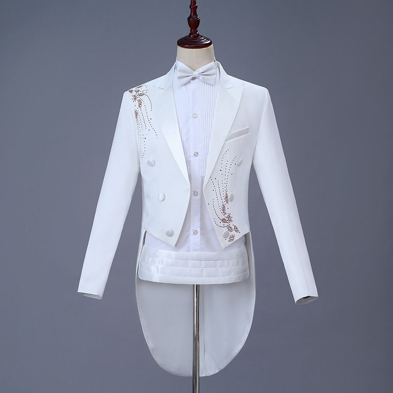 Men Slim Tuxedo Suit Stage Performance Formal Wear Red Diamond XXL