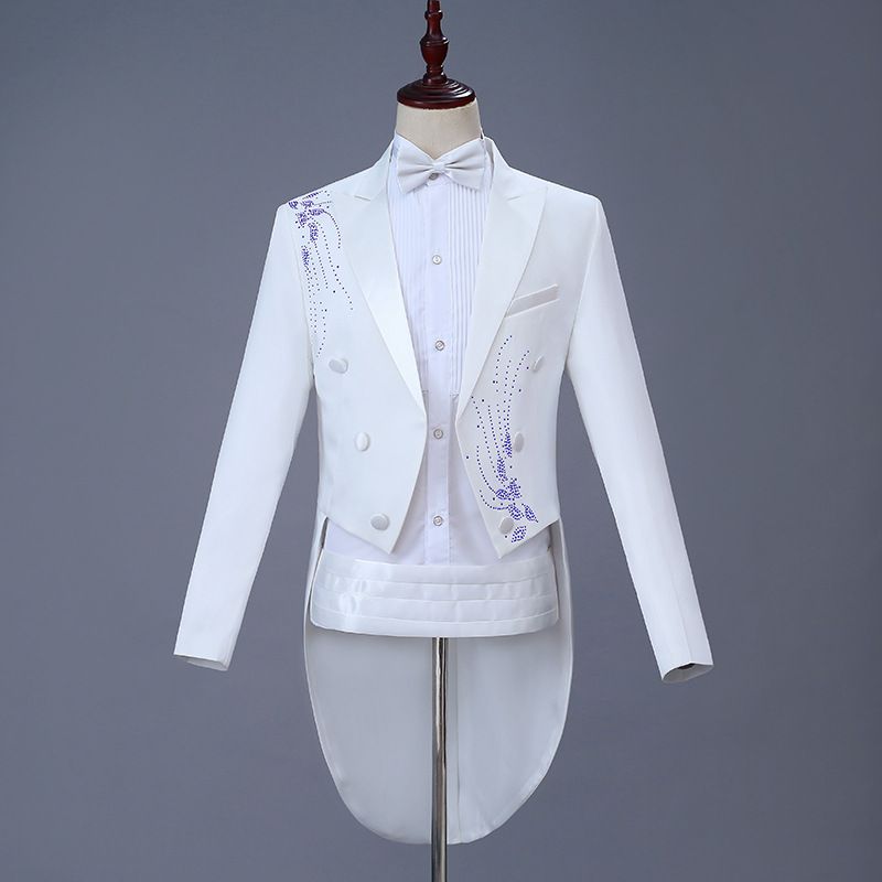 Men Slim Tuxedo Suit Stage Performance Formal Wear Purple Drill L
