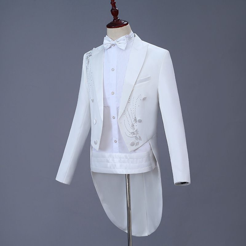 Men Slim Tuxedo Suit Stage Performance Formal Wear Purple Drill L