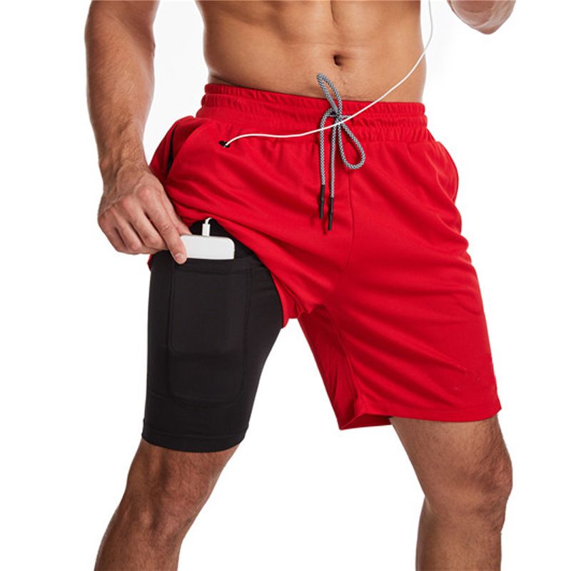 MUSCLE BURNING Men Running Shorts Quick Dry 5 Inch Red XL