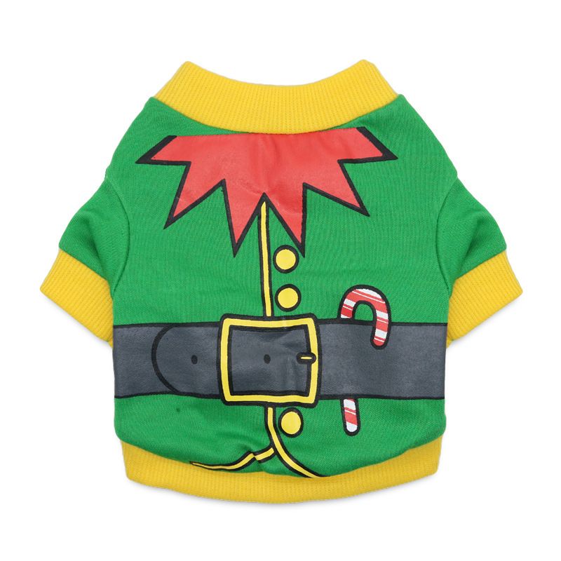DROOLING DOG Pet Dog Cat Clothes Cotton T Shirt Green background with red edge (biscuit) XS Size: XS; Neck (cm): 20-24; Bust (cm): 28-32; Back length (cm): 18-20; Recommended pet weight (kg): 1.5 - 2.5