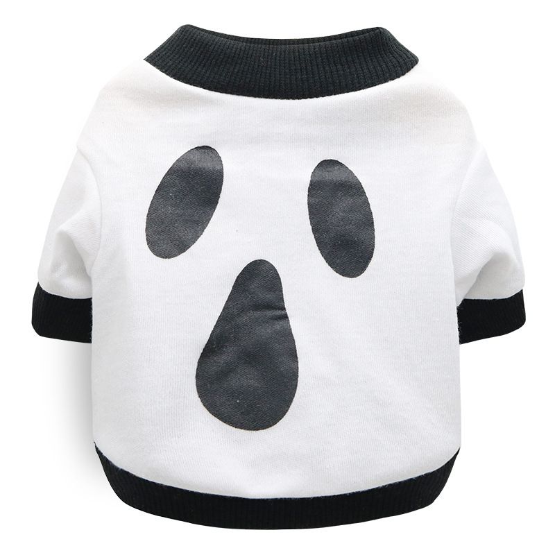 DROOLING DOG Pet Dog Cat Clothes Cotton T Shirt White (mask) Size: S; Neck (cm): 24-28; Bust (cm): 32-38; Back length (cm): 22-25; Recommended pet weight (kg): 2.5 - 4.5
