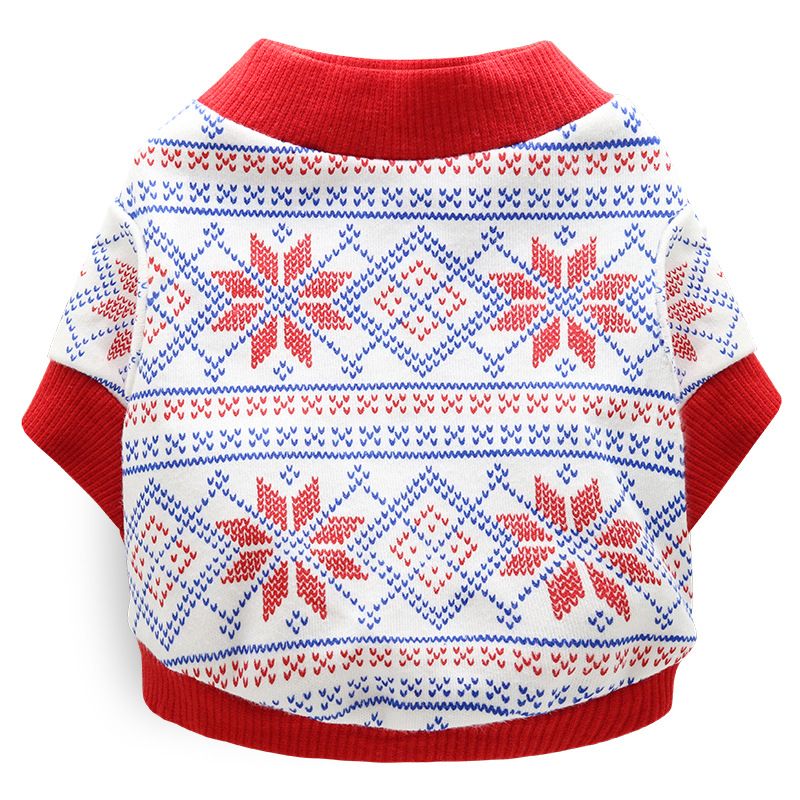 DROOLING DOG Pet Dog Cat Clothes Cotton T Shirt Red Edge (Snowflake) Size: S; Neck (cm): 24-28; Bust (cm): 32-38; Back length (cm): 22-25; Recommended pet weight (kg): 2.5 - 4.5