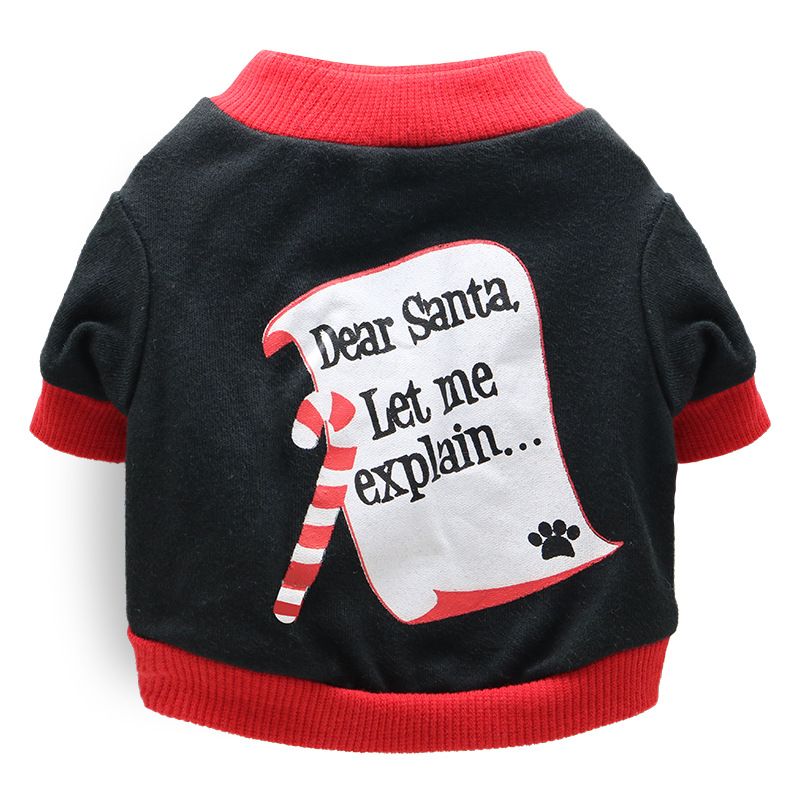 DROOLING DOG Pet Dog Cat Clothes Cotton T Shirt Black with Red Edge (Envelope) Size: S; Neck (cm): 24-28; Bust (cm): 32-38; Back length (cm): 22-25; Recommended pet weight (kg): 2.5 - 4.5