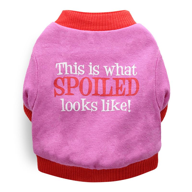 DROOLING DOG Pet Dog Cat Clothes Cotton T Shirt Rose (spoiled shoes) Size: S; Neck (cm): 24-28; Bust (cm): 32-38; Back length (cm): 22-25; Recommended pet weight (kg): 2.5 - 4.5