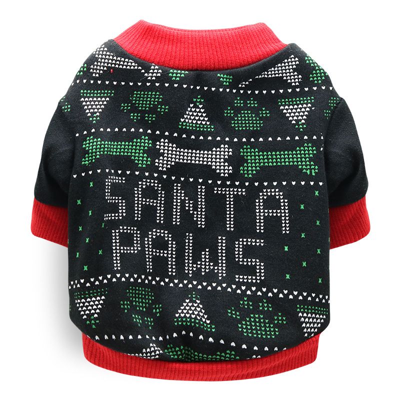 DROOLING DOG Pet Dog Cat Clothes Cotton T Shirt Black Red Edge (Christmas Bones) Size: S; Neck (cm): 24-28; Bust (cm): 32-38; Back length (cm): 22-25; Recommended pet weight (kg): 2.5 - 4.5