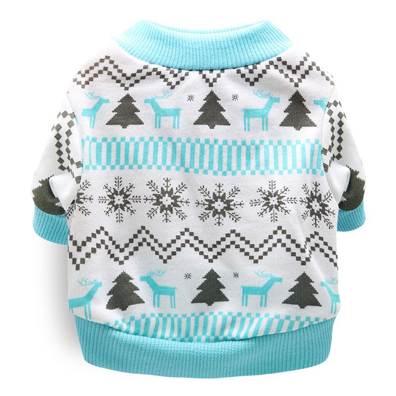 DROOLING DOG Pet Dog Cat Clothes Cotton T Shirt White background and blue edge (Fawn) Size: L; Neck (cm): 32-38; Bust (cm): 44-50; Back length (cm): 31-35; Recommended pet weight (kg): 7.0 - 10.0