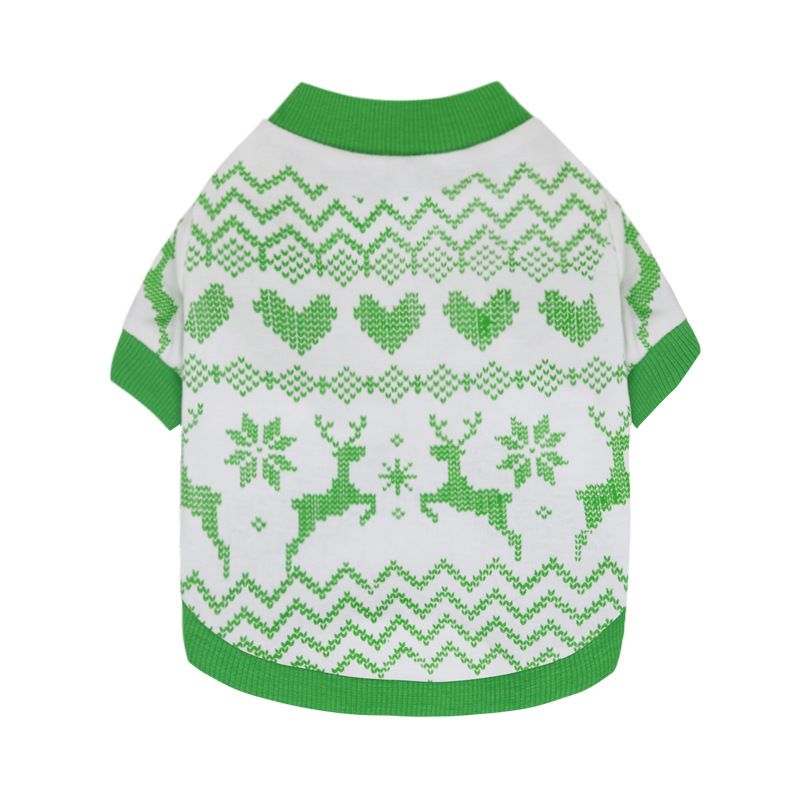 DROOLING DOG Pet Dog Cat Clothes Cotton T Shirt White background with green edge (Fawn) Size: L; Neck (cm): 32-38; Bust (cm): 44-50; Back length (cm): 31-35; Recommended pet weight (kg): 7.0 - 10.0