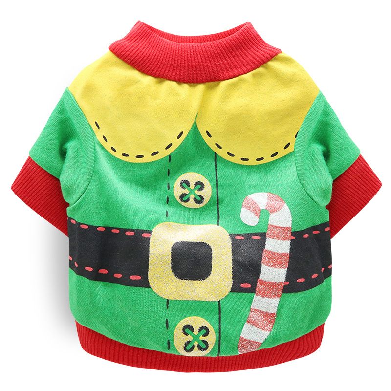 DROOLING DOG Pet Dog Cat Clothes Cotton T Shirt Green with Red Edge (Santa Claus) Size: L; Neck (cm): 32-38; Bust (cm): 44-50; Back length (cm): 31-35; Recommended pet weight (kg): 7.0 - 10.0