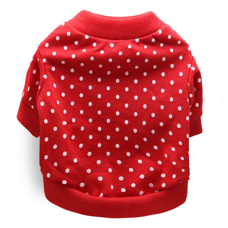 DROOLING DOG Pet Dog Cat Clothes Cotton T Shirt Red (dot) Size: L; Neck (cm): 32-38; Bust (cm): 44-50; Back length (cm): 31-35; Recommended pet weight (kg): 7.0 - 10.0