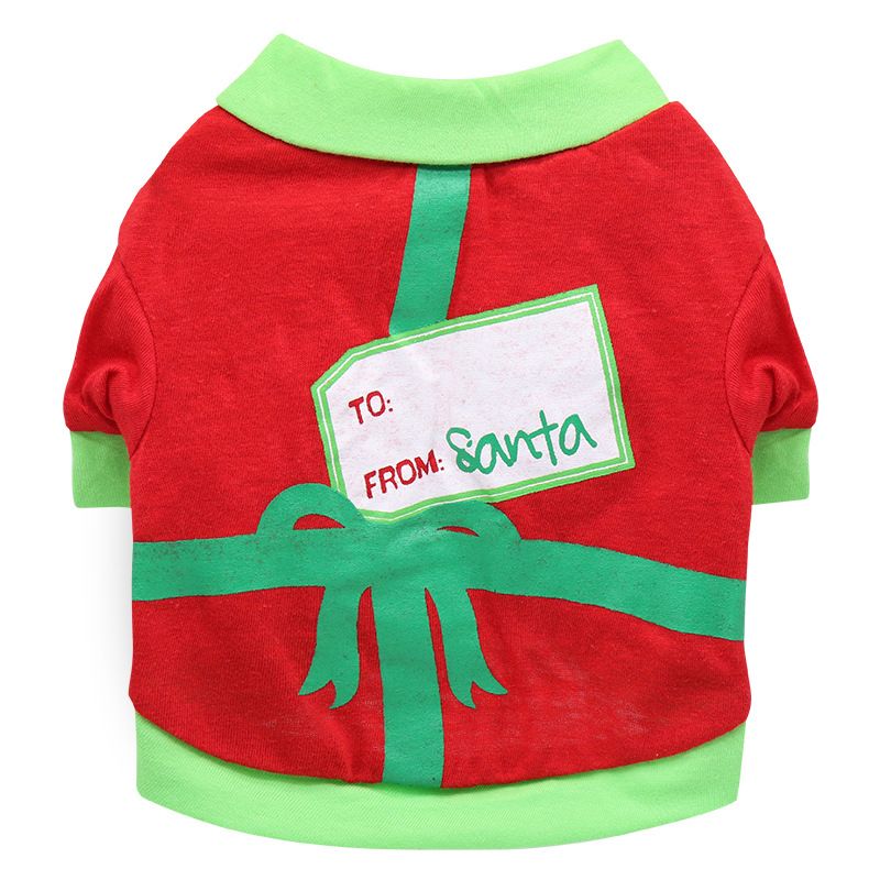 DROOLING DOG Pet Dog Cat Clothes Cotton T Shirt Red Green Edge (Envelope) Size: S; Neck (cm): 24-28; Bust (cm): 32-38; Back length (cm): 22-25; Recommended pet weight (kg): 2.5 - 4.5